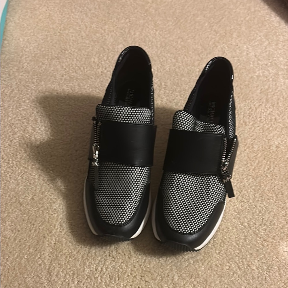 Michael Kors Black and White Slip-On Loafers